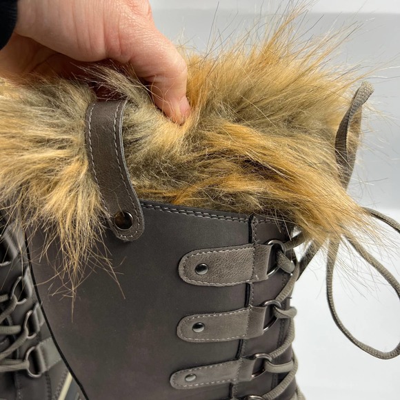 Esprit Edith Tall Winter Duck Boots Insulated Faux Fur Lace Up Women's Size 7 M - Picture 8 of 11